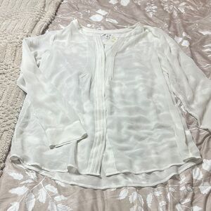 Banana Republic Gray and White Relaxed Buttoned Blouse